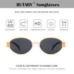 Butaby Retro Oval Designer Sunglasses - UV400 Protection
