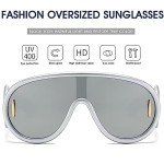 Trendy Oversized Silver Mirrored Sunglasses for All