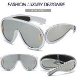Trendy Oversized Silver Mirrored Sunglasses for All