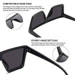 Stylish Square Sunglasses with Mirror Lens - Matte Black