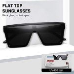 Stylish Square Sunglasses with Mirror Lens - Matte Black