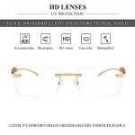 Trendy Gold Rimless Rectangle Sunglasses for All