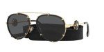 Versace Black Metal Aviator Sunglasses with Grey Lens