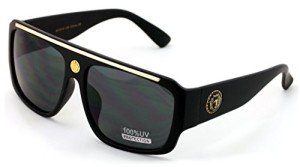 V.W.E. Matte Black Lion Head Aviator Sunglasses