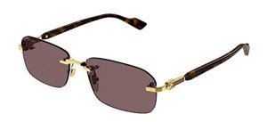 Gucci GG1221S Gold/Brown Rectangular Sunglasses for Men