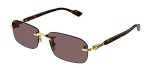 Gucci GG1221S Gold/Brown Rectangular Sunglasses for Men