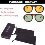 MUNSADE Stylish Vintage Square Aviator Sunglasses Set