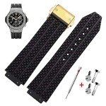 KAMIU 25mm Black Rubber Strap for Hublot Big Bang