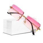 Canoazo Rimless Rectangle Sunglasses - Clear Pink