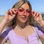 Canoazo Rimless Rectangle Sunglasses - Clear Pink