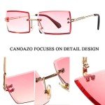 Canoazo Rimless Rectangle Sunglasses - Clear Pink