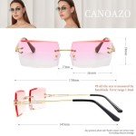 Canoazo Rimless Rectangle Sunglasses - Clear Pink