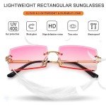 Canoazo Rimless Rectangle Sunglasses - Clear Pink