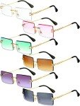 Weewooday Vintage Rimless Rectangle Sunglasses for All