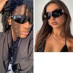 Trendy Rimless Y2K Shield Sunglasses for All