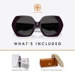 Tory Burch Hexagonal Black/Dark Grey Sunglasses Bundle