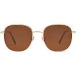 SOJOS Square Sunglasses for Women and Men - Gold/Brown