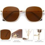 SOJOS Square Sunglasses for Women and Men - Gold/Brown