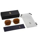 SOJOS Square Sunglasses for Women and Men - Gold/Brown