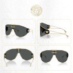 Versace VE2268 Gold/Dark Grey Shield Sunglasses for Men