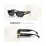 Versace Black Rectangular Sunglasses for Men + Eyewear Kit