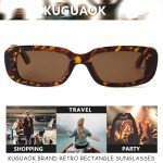 KUGUAOK Retro Rectangle Sunglasses for All