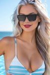 Retro Oversized Square Flat Top Sunglasses - UV400