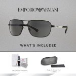 Emporio Armani EA2033 Black Rubber/Grey Sunglasses Bundle