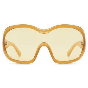 Trendy Oversized Yellow Wrap Around Sunglasses
