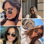 Trendy Oval Retro Sunglasses with Gold Frame