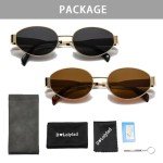 Trendy Oval Retro Sunglasses with Gold Frame