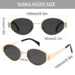 Trendy Oval Retro Sunglasses with Gold Frame