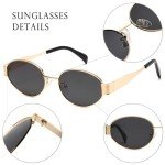 Trendy Oval Retro Sunglasses with Gold Frame