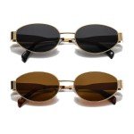 Trendy Oval Retro Sunglasses with Gold Frame