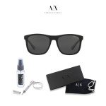 Armani Exchange Matte Black/Grey Square Sunglasses Bundle