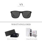 Armani Exchange Matte Black/Grey Square Sunglasses Bundle