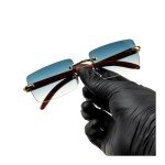 Turquoise Gradient Rimless Gold Frame Sunglasses