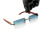 Turquoise Gradient Rimless Gold Frame Sunglasses