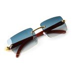Turquoise Gradient Rimless Gold Frame Sunglasses