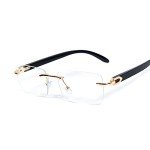Retro Rimless Gold Frame Clear Lens Sunglasses