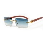 Turquoise Gradient Rimless Gold Frame Sunglasses