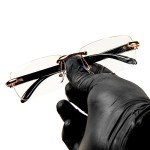 Retro Rimless Gold Frame Clear Lens Sunglasses