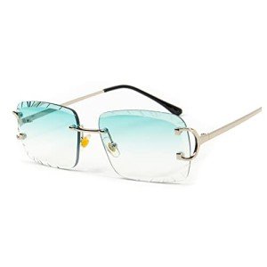 Retro 90's Gem Cut Rimless Sunglasses