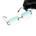 Retro 90's Gem Cut Rimless Sunglasses