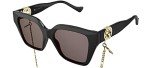 Gucci Women’s Shiny Black Rectangular Sunglasses