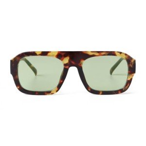 JUDOO Retro 70s Tortoise Green Square Sunglasses