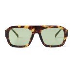 JUDOO Retro 70s Tortoise Green Square Sunglasses
