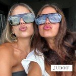 JUDOO Retro 70s Tortoise Green Square Sunglasses