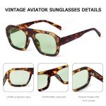 JUDOO Retro 70s Tortoise Green Square Sunglasses