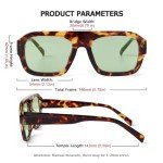 JUDOO Retro 70s Tortoise Green Square Sunglasses